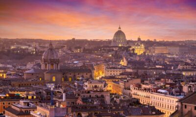 Panorama di Roma al tramonto