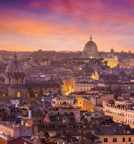 Panorama di Roma al tramonto