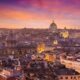 Panorama di Roma al tramonto